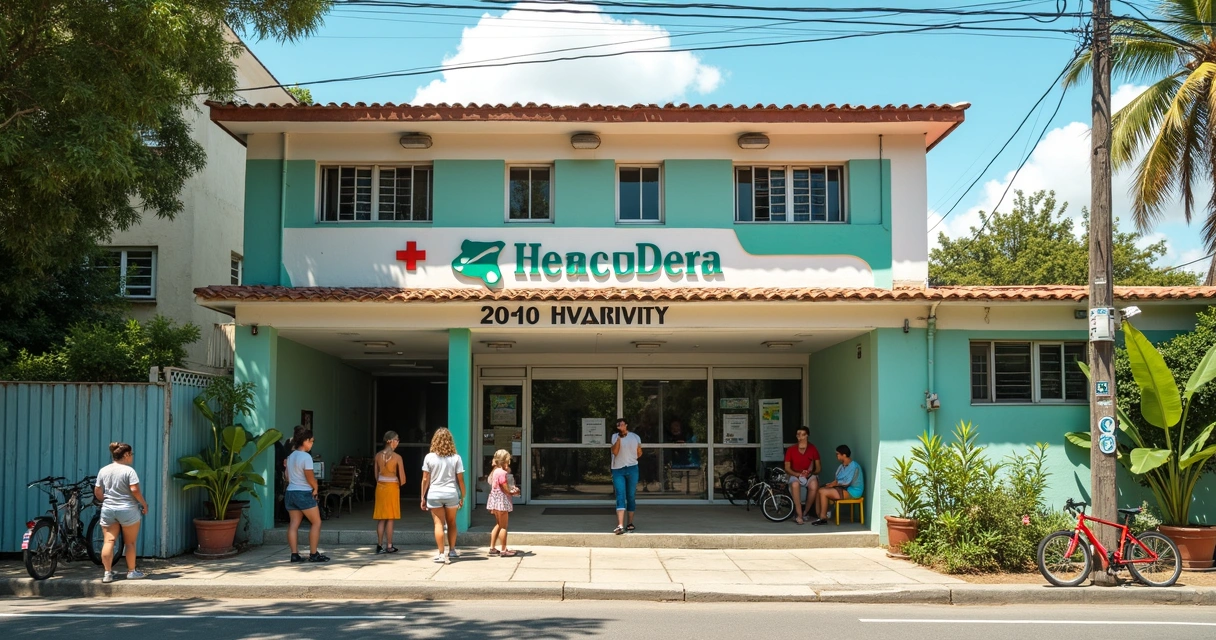 Unidade de Saúde pública no Brasil com pessoas na entrada