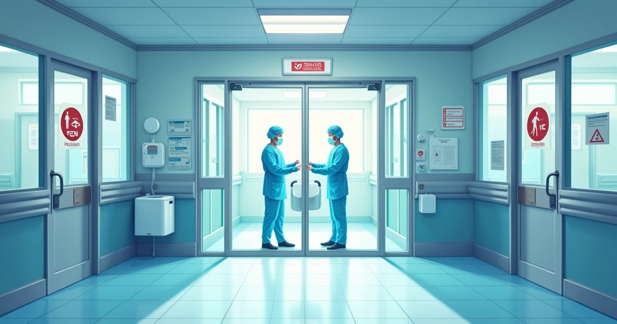 Como preparar protocolos de isolamento eficazes em 2026 3 Entrada de unidade de isolamento em hospital