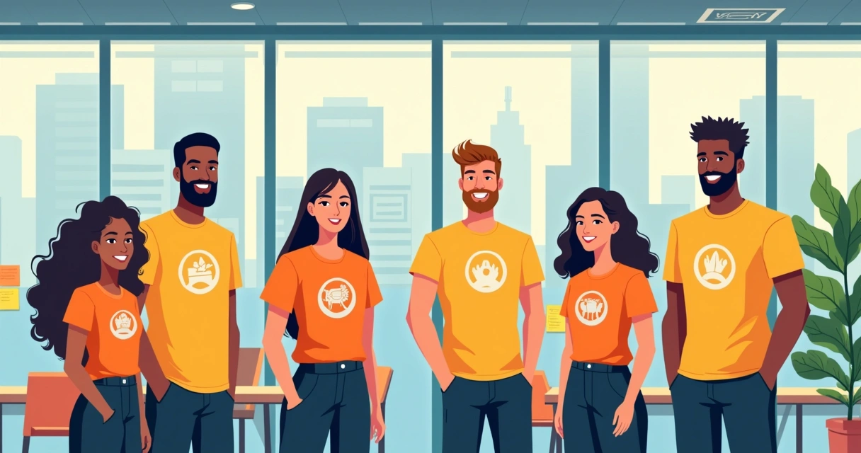 Equipe de agência com uniformes casuais personalizados SP 