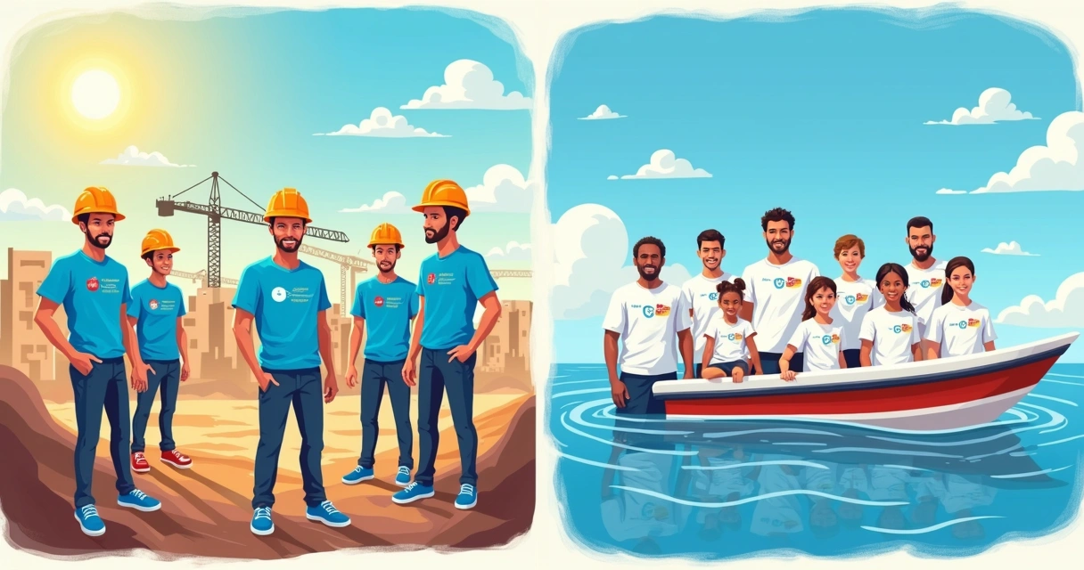 Uniformes UV personalizados em equipes náuticas e de obras 