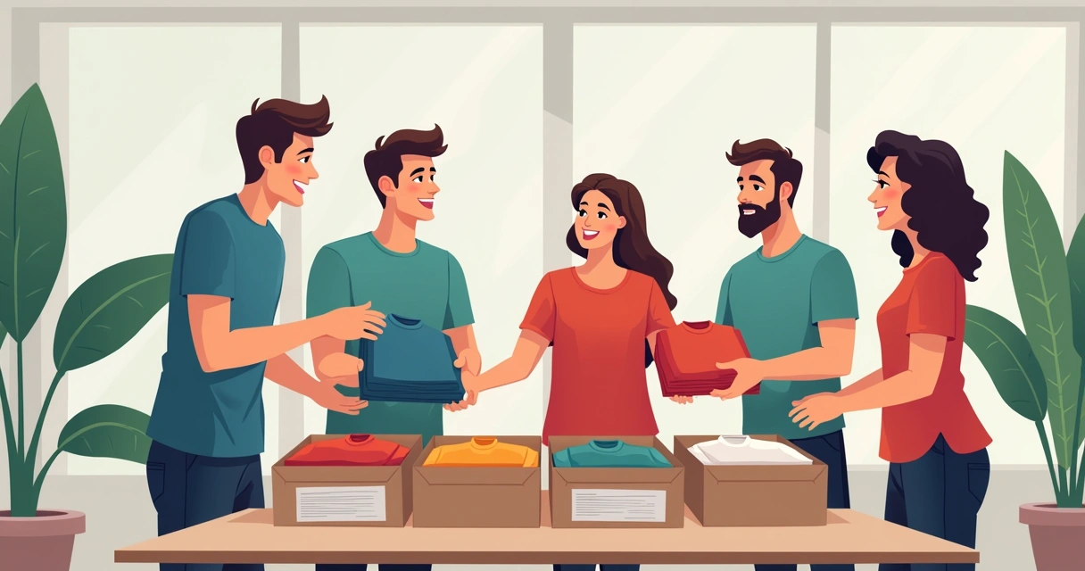 Uniformes personalizados sendo distribuídos em empresa