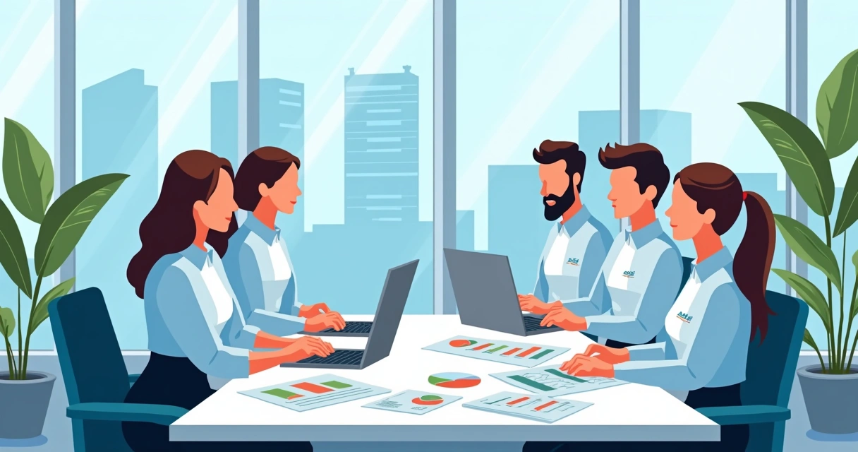 Equipe financeira Faria Lima usando camisas sociais personalizadas 