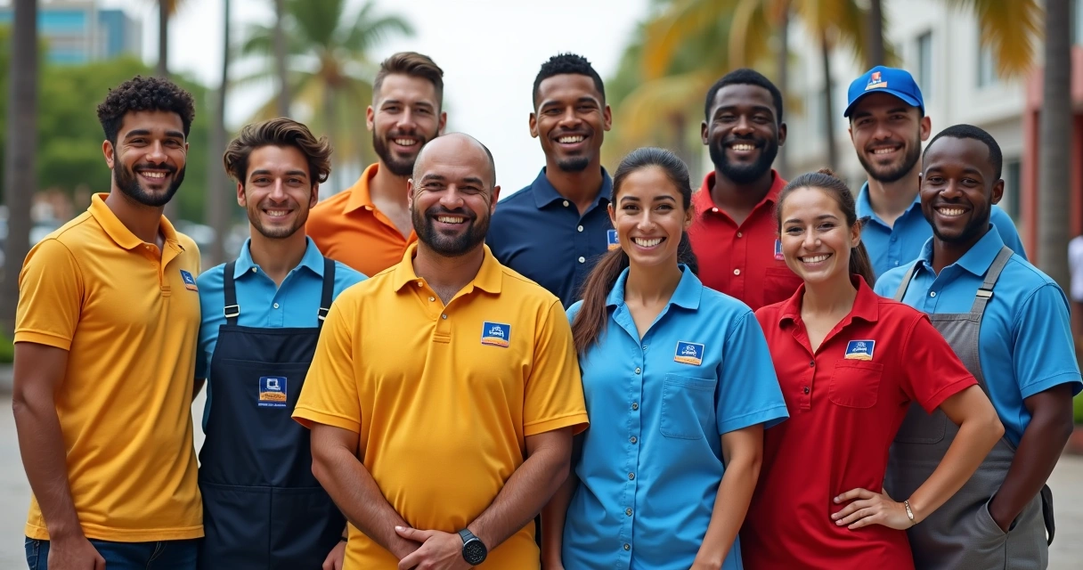 Equipe de funcionários uniformizados em Fortaleza 