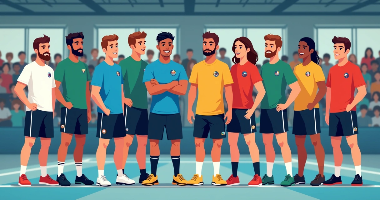 Equipes usando uniformes personalizados em ginásio esportivo