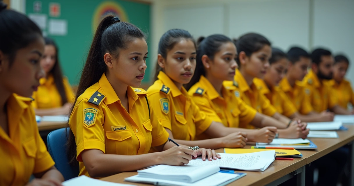 Candidatos usando uniformes diferentes de policiais 