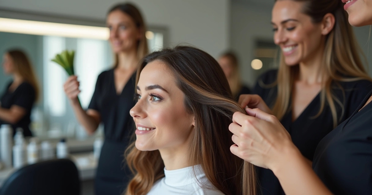 Aplicação de progressiva Unique em salão de beleza 