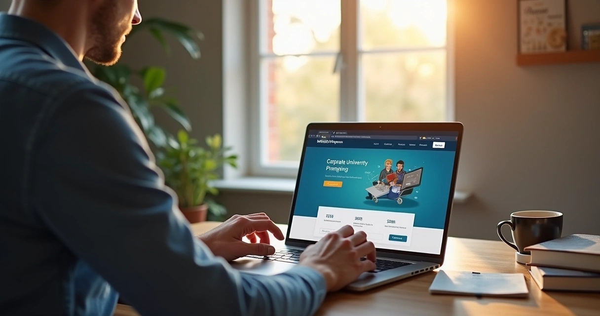 Funcionário acessando universidade corporativa online 