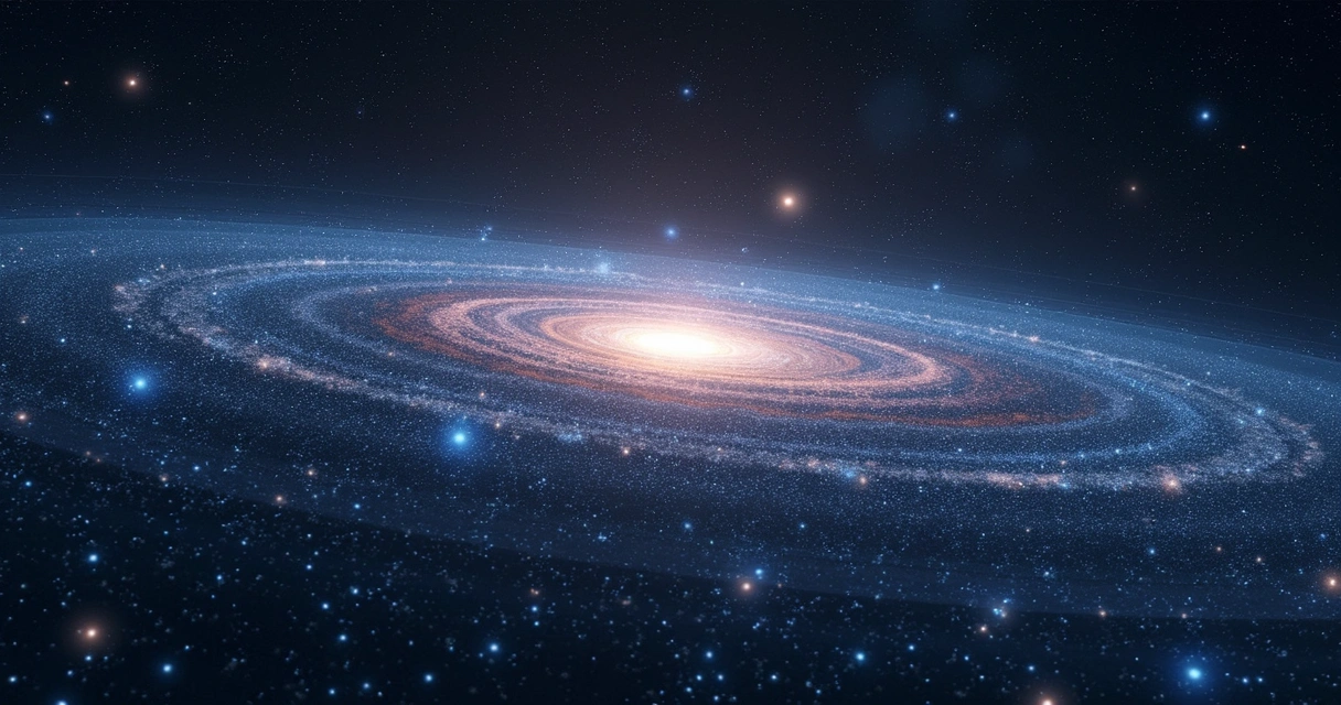 Representação do modelo ΛCDM com universo em expansão e energia escura 