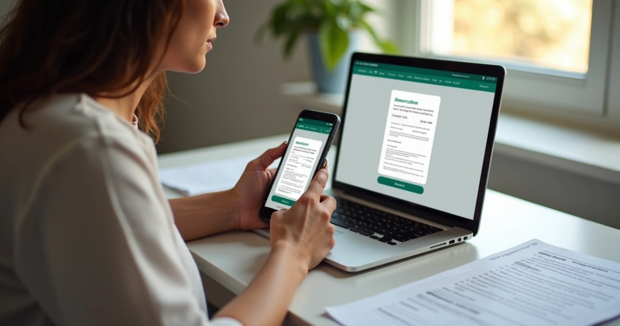 Pessoa digitalizando documentos para seguro fiança. 