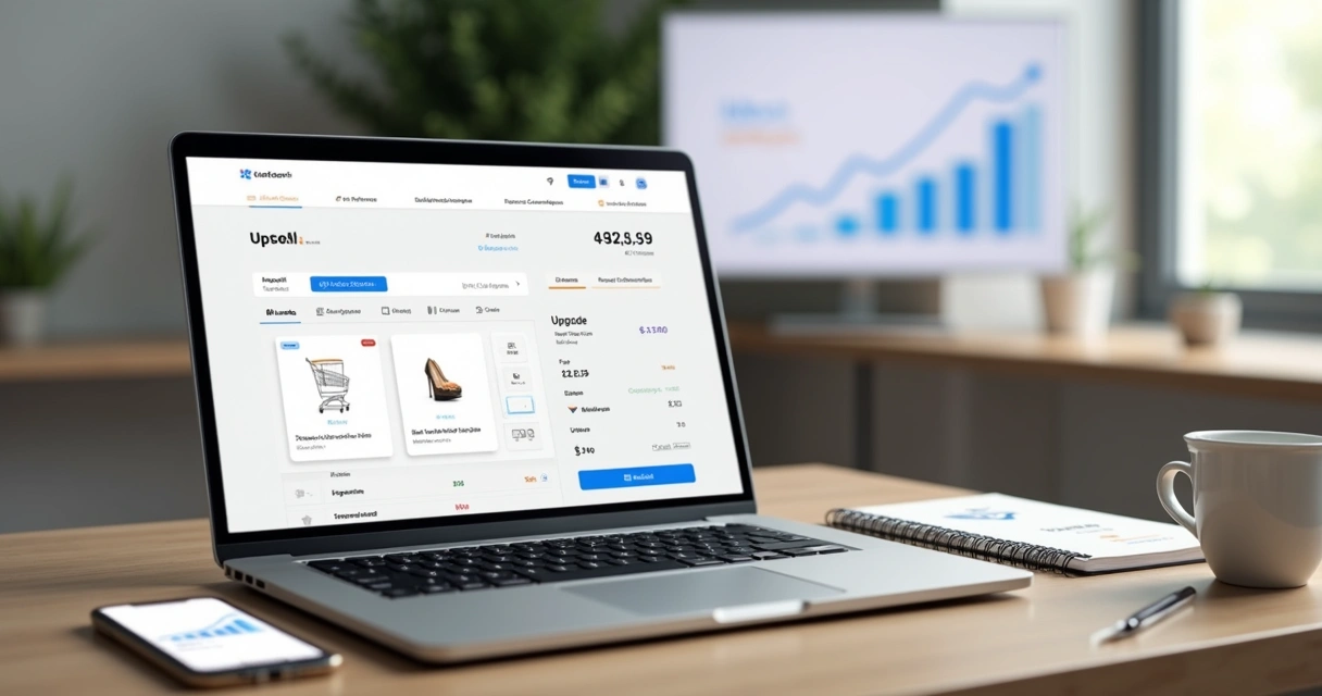 Tela de e-commerce com oferta de upsell destacada no carrinho de compras 