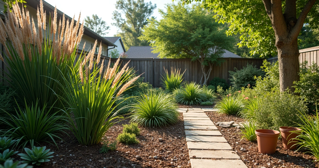 Urban garden showing regrowth after tornado damage 