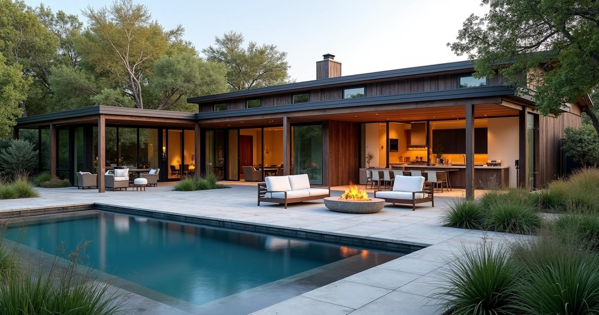Modern Austin yard with native landscaping features 