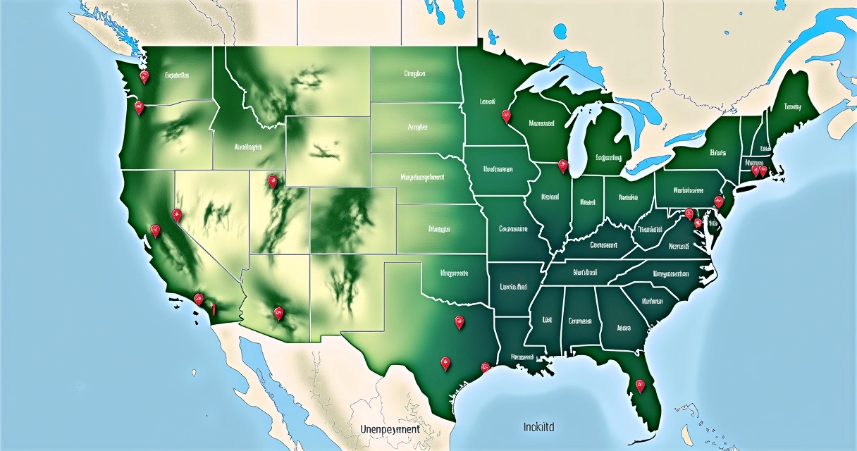 Map showing rural and urban regions with highlighted census tracts 