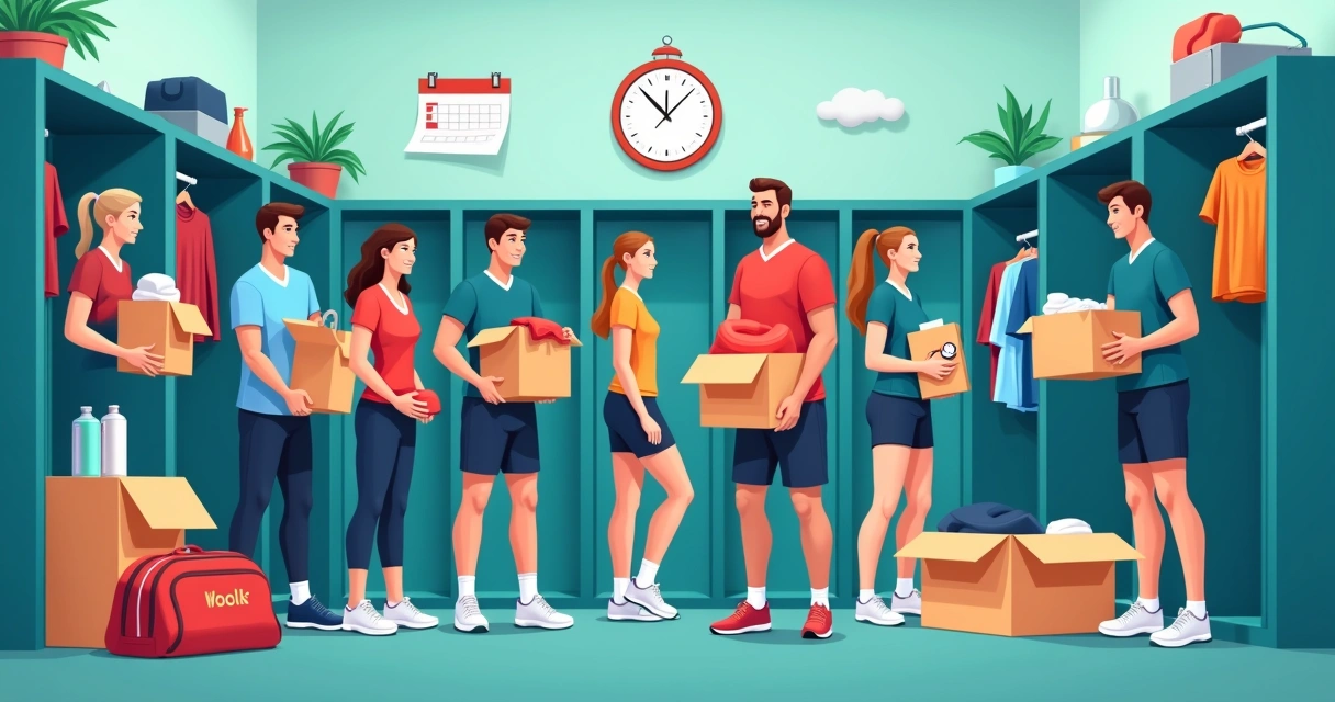 Time recebendo uniformes esportivos novos antes de uma competição