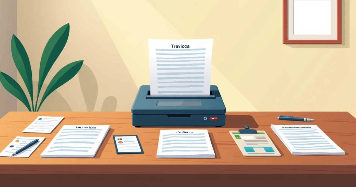 Urna eletrônica sobre mesa de votação. 