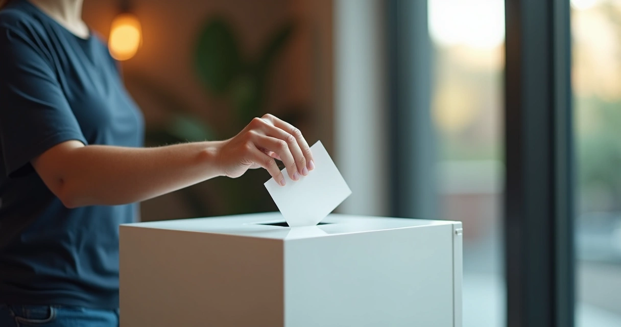 Pessoa depositando voto em urna eletrônica nas eleições