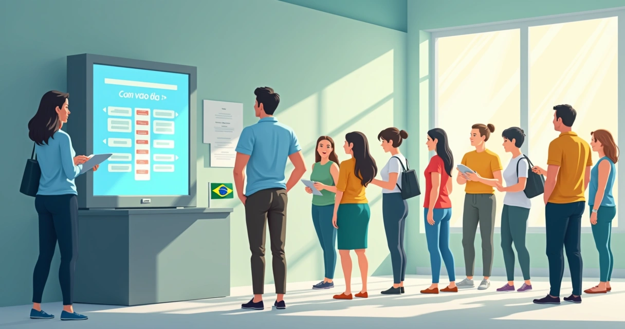 Urna eletrônica com painel digital aceso 