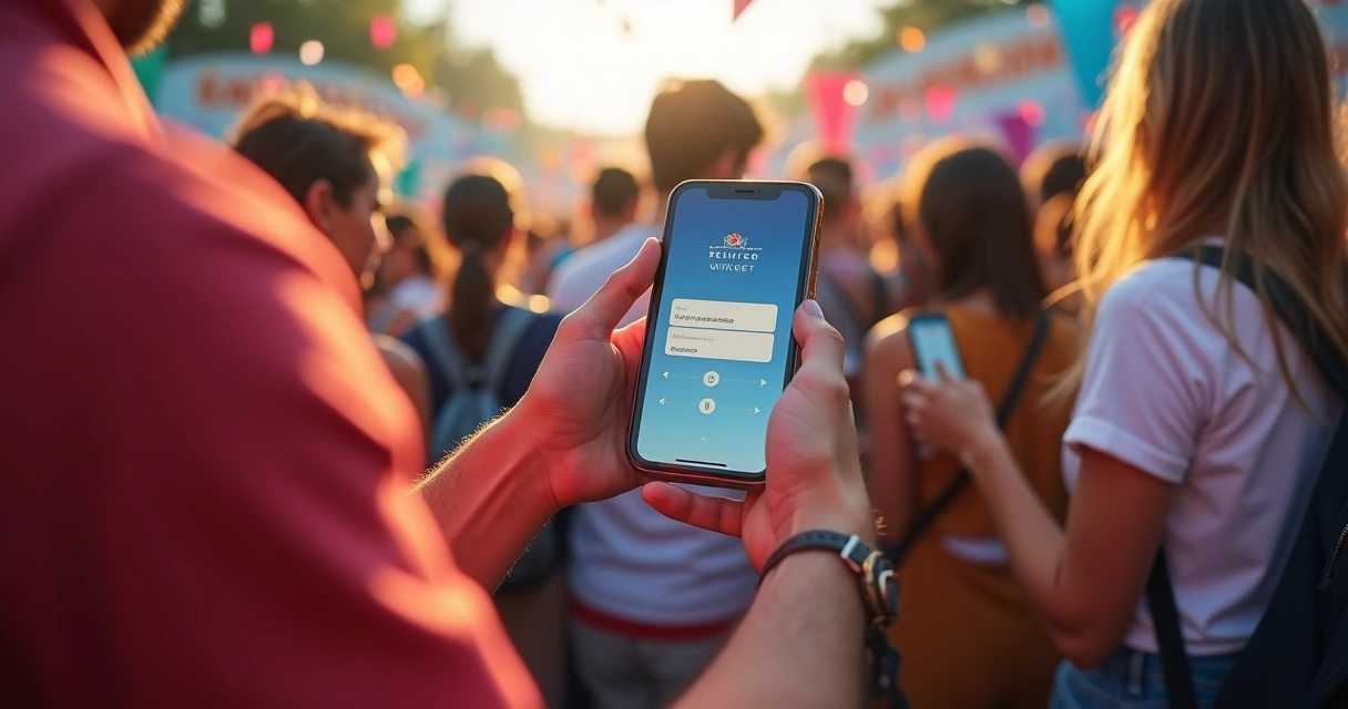 Pessoa votando pelo celular em evento cultural com urna digital na tela 