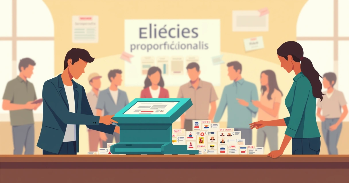 Urna eletrônica em sala de votação 