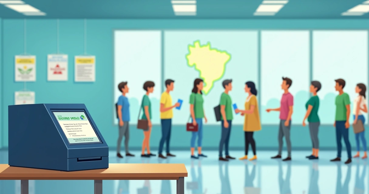 Urna eletrônica em local de votação federal 