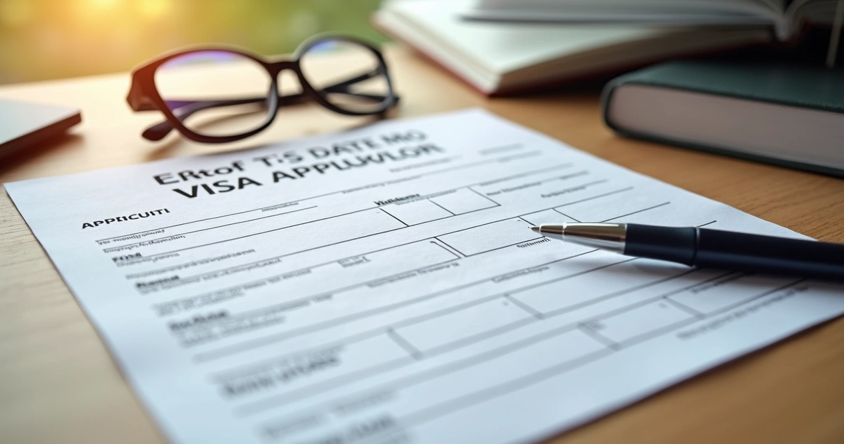 US visa application form on a desk