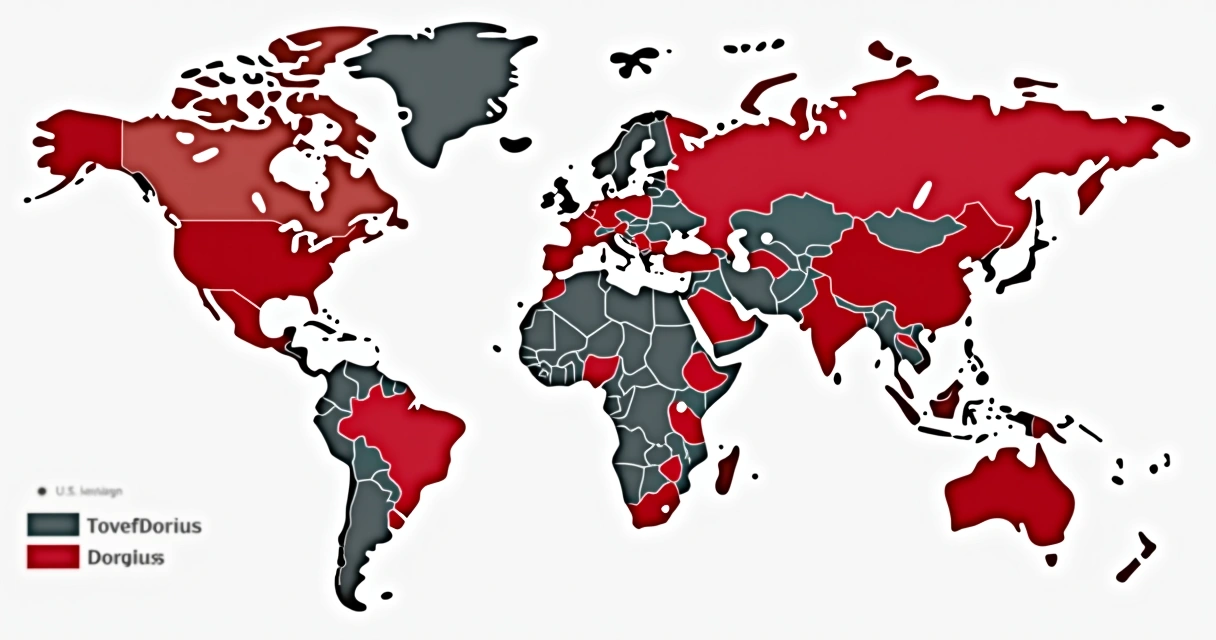 World map highlighting countries affected by U.S. immigrant visa suspension 