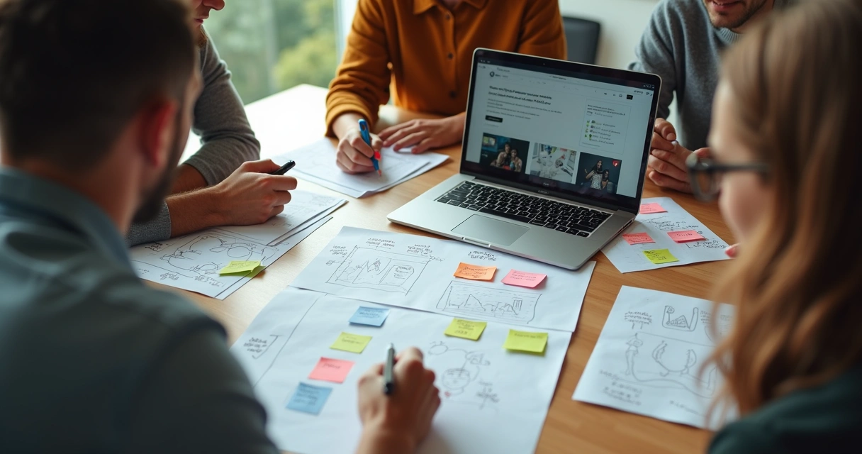 Team discussing user-centered design for web app 