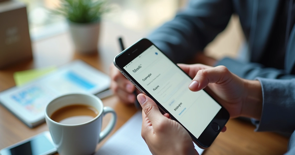 Hands testing mobile MVP and taking notes 