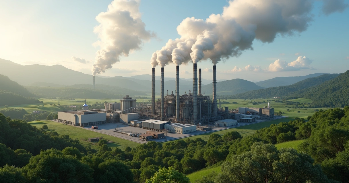 Usina geotérmica pequenas chaminés