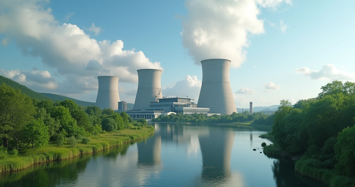 Usina nuclear próxima à natureza e rios