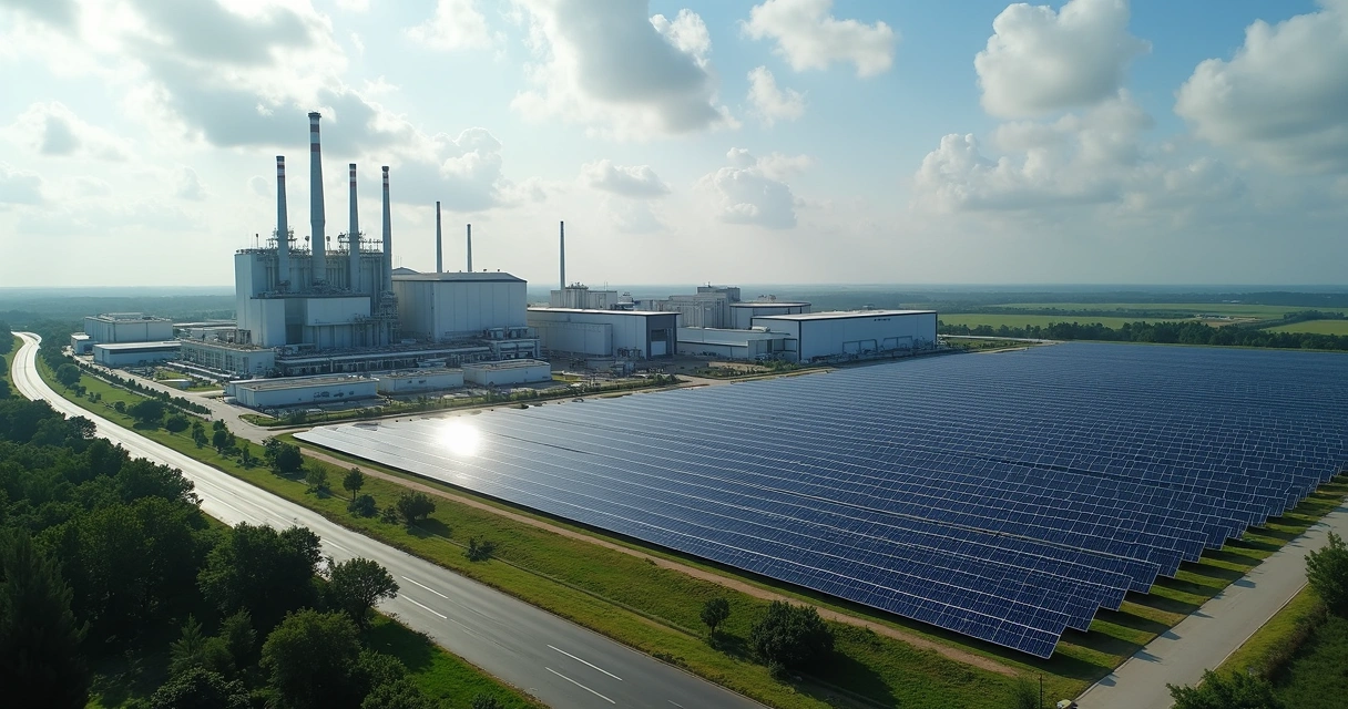 Usina solar ao lado de indústria 