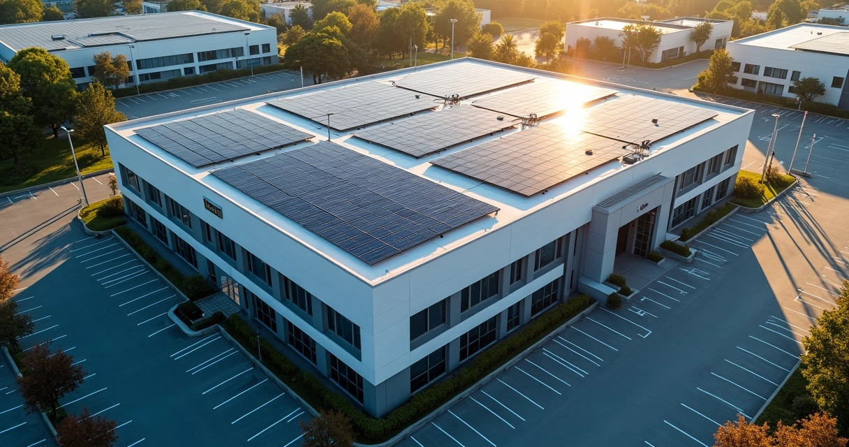Usina solar instalada em telhado de empresa 