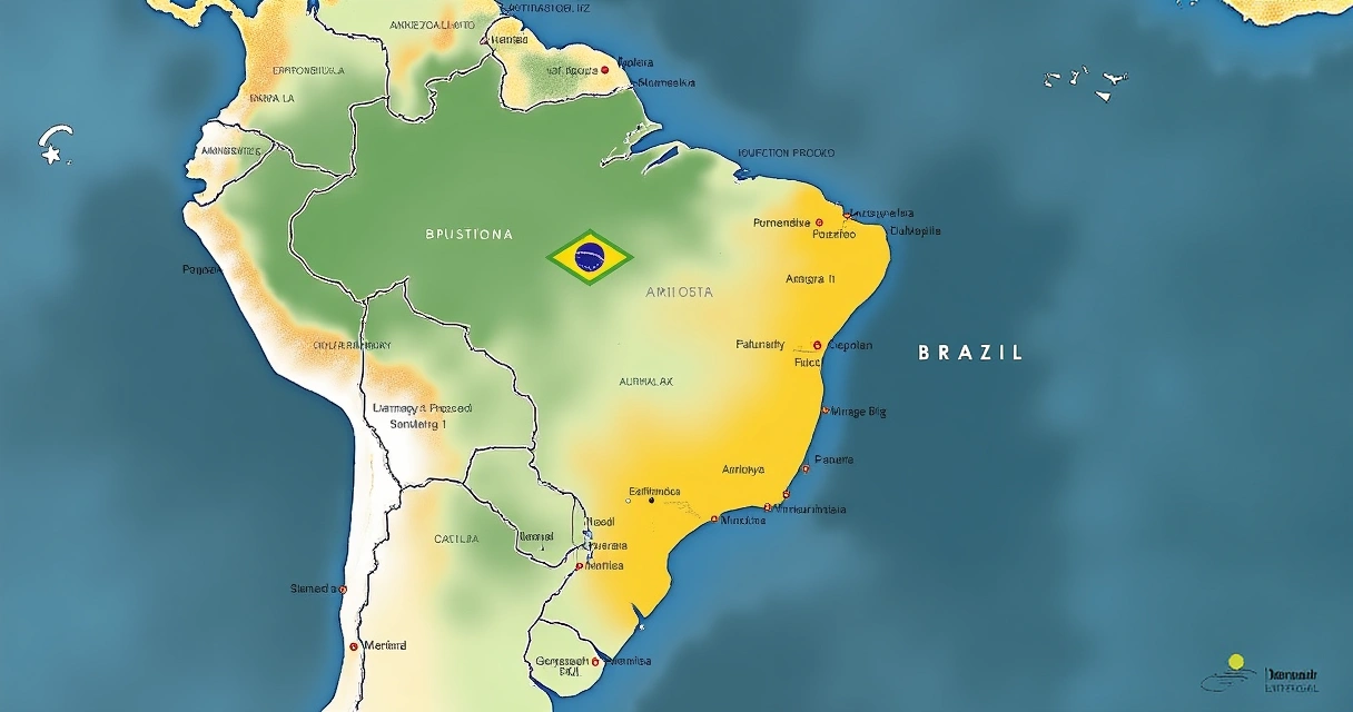 Mapa do Brasil destacando as usinas nucleares Angra 1 e 2