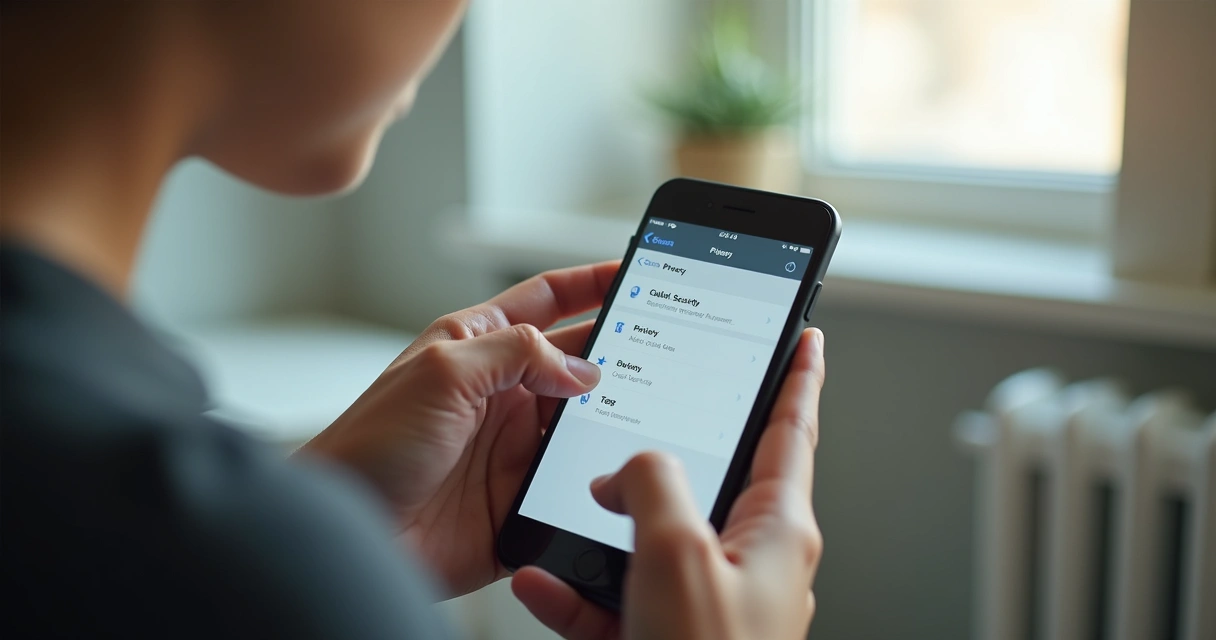 Pessoa configurando privacidade em app no celular 