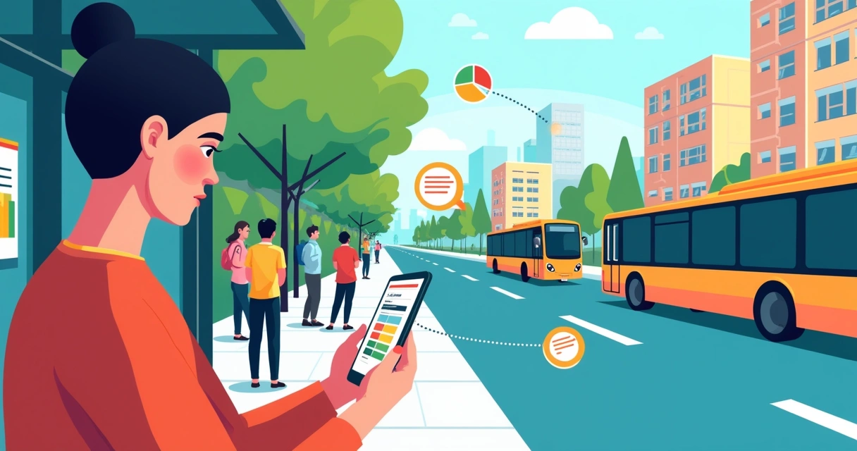 Pessoa usando o aplicativo Notion em um ônibus, com notas e tarefas visíveis na tela.