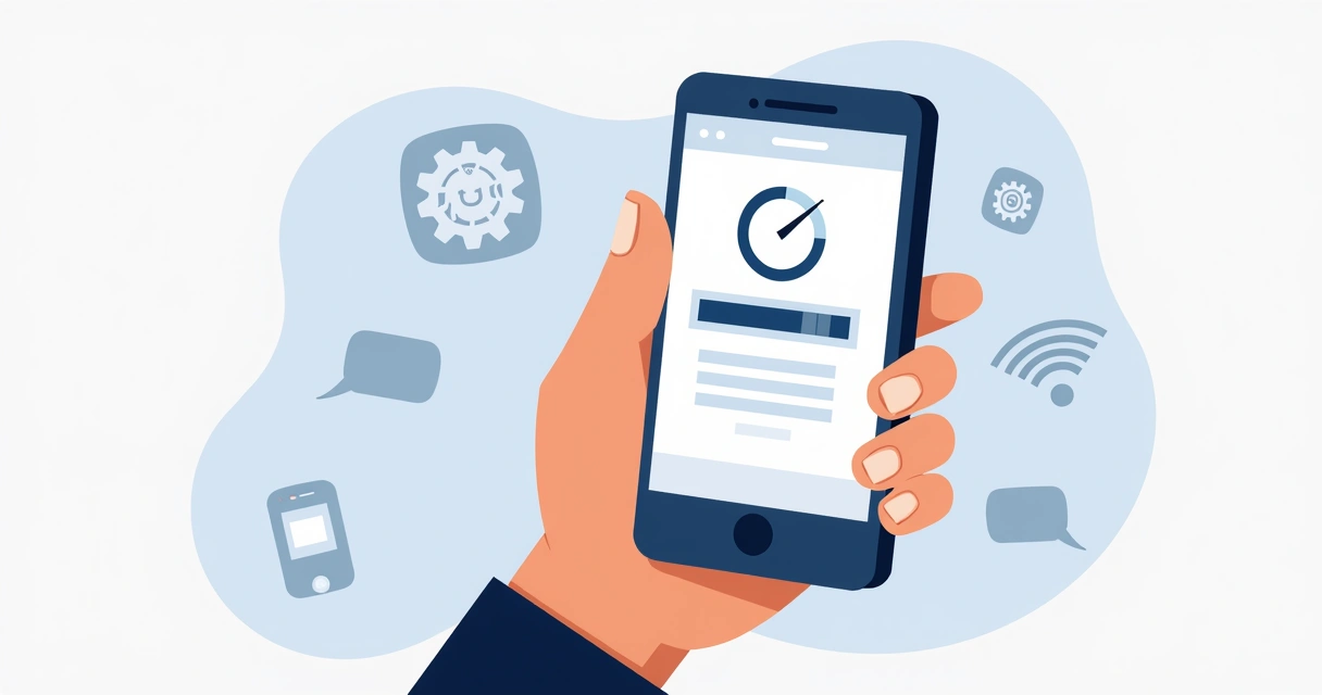 Pessoa usando celular enquanto espera página carregar 