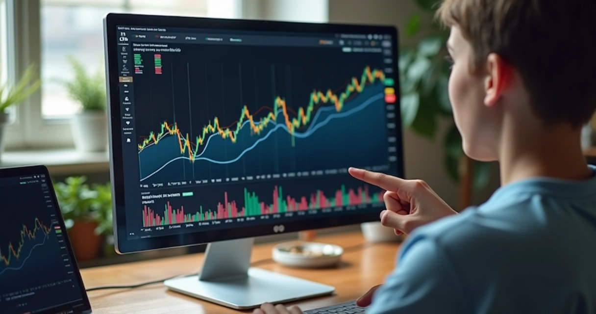 Pessoa olhando para tela com gráfico de previsão 