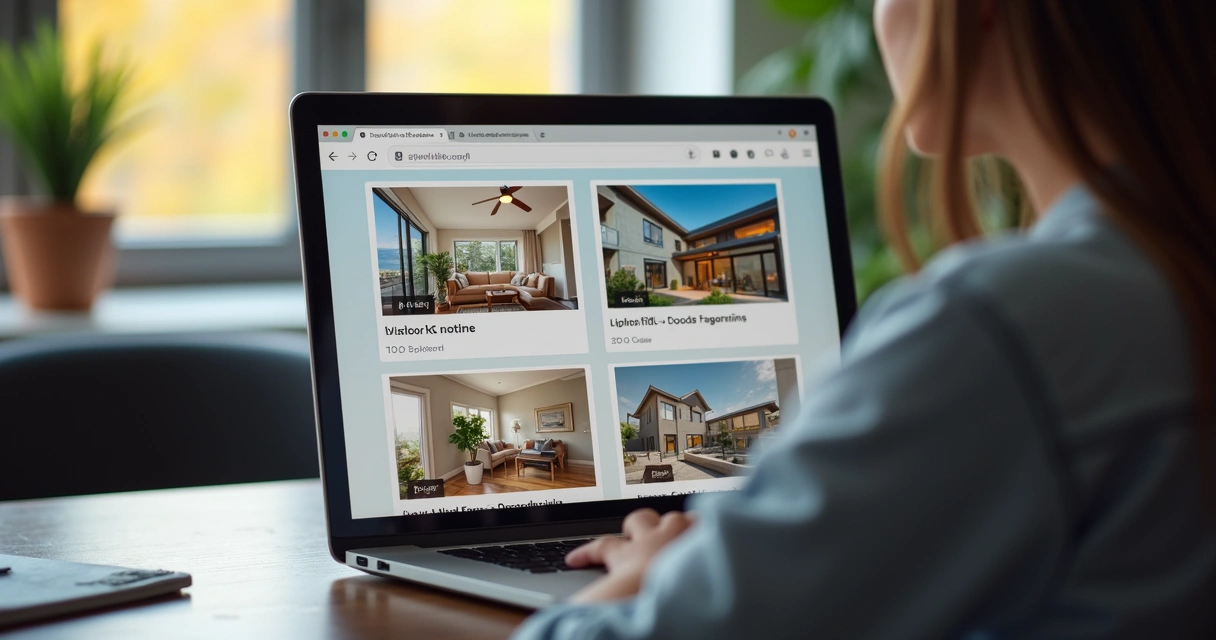 Usuário navegando em portal imobiliário com sugestões personalizadas 