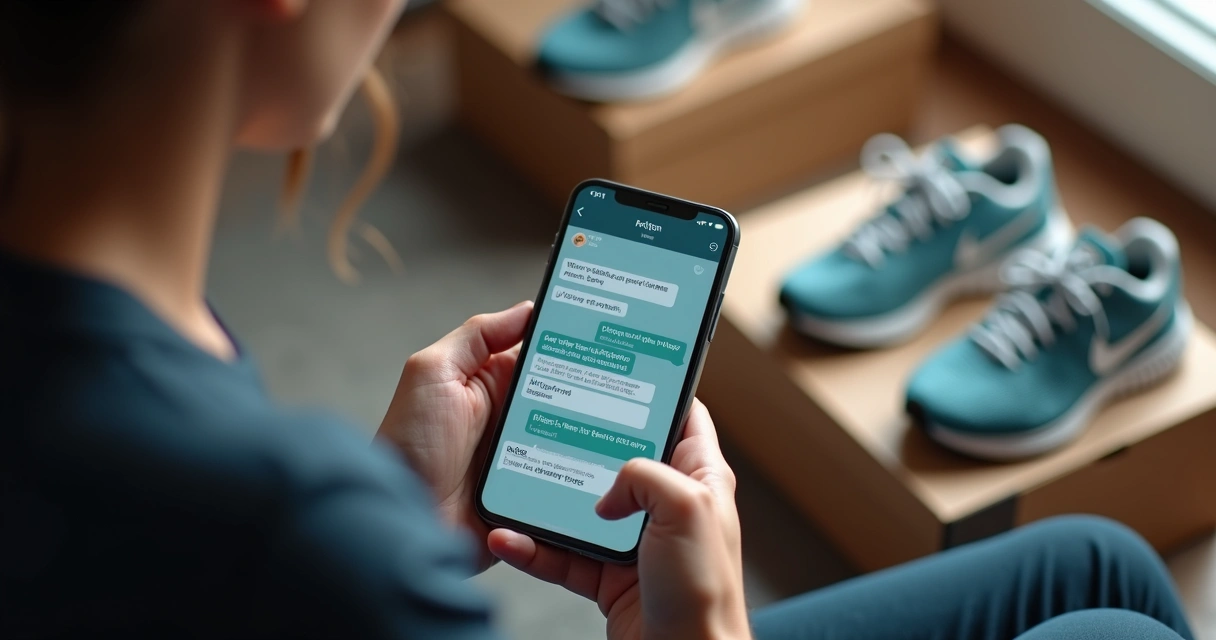 Cliente decidindo compra de tênis em conversa com chatbot 