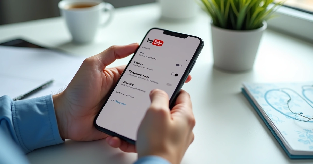 Usuário ajustando configurações de privacidade em aplicativo online 
