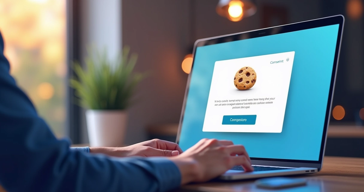 Usuário concedendo consentimento em site por meio de banner de cookies 