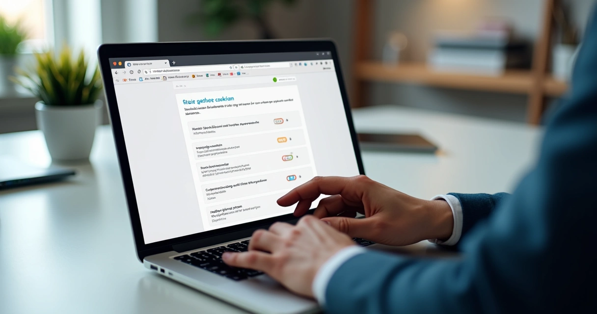 Usuário customizando preferências de cookies em site WordPress 