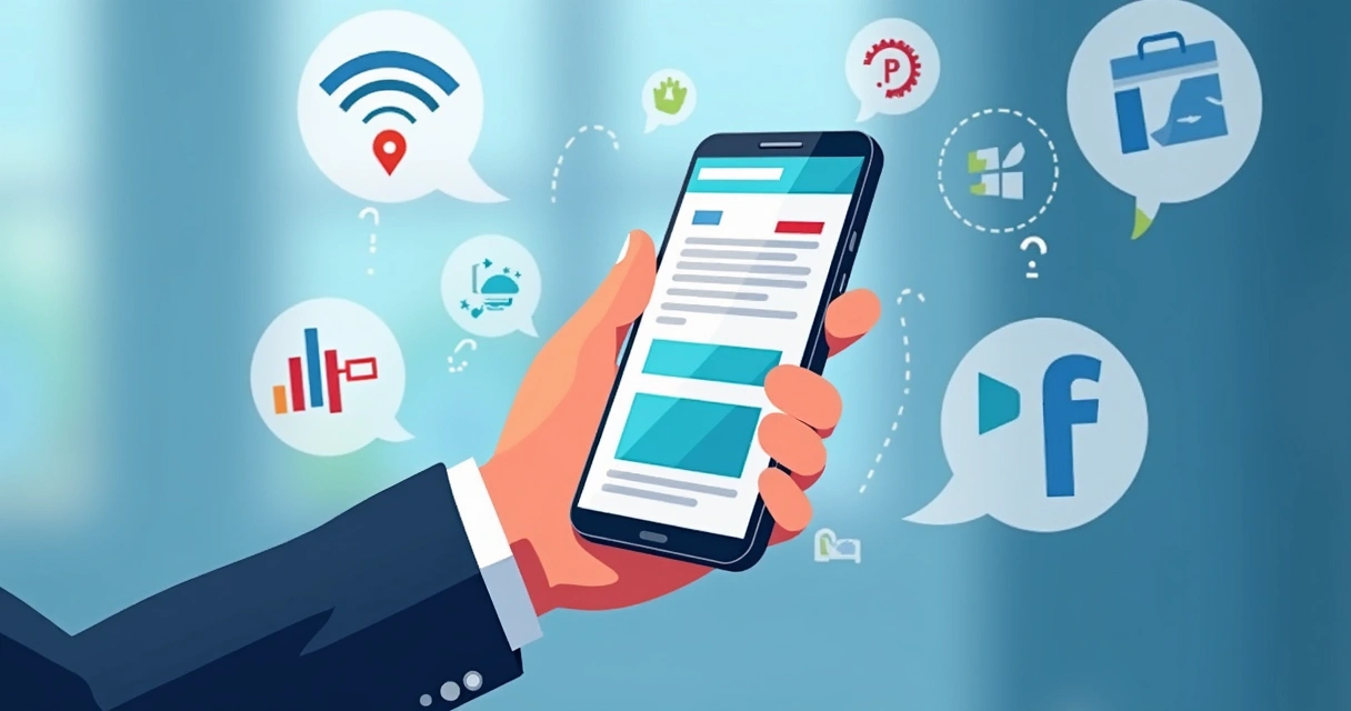 Pessoa segurando celular com site responsivo aberto 