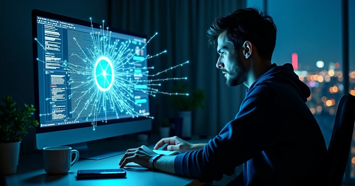 Usuário de computador preso em armadilha digital de padrões obscuros 