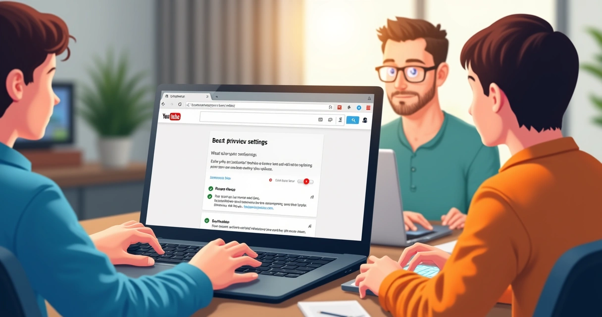 Usuários fazendo ajustes de privacidade no computador 