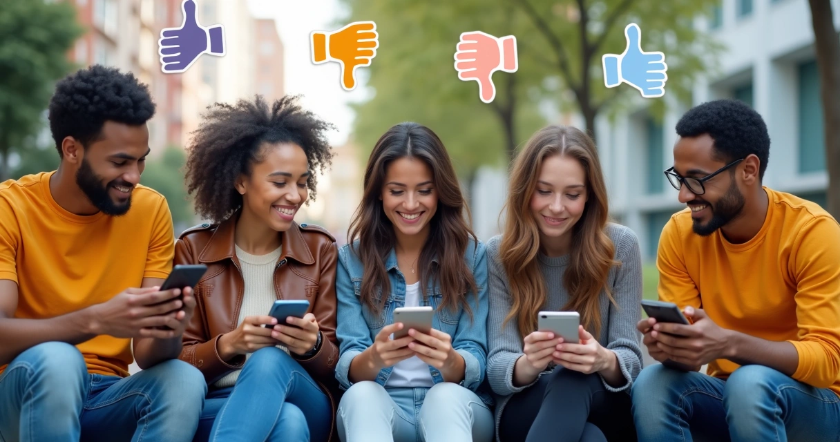Pessoas usando smartphones para dar feedback em aplicativos 