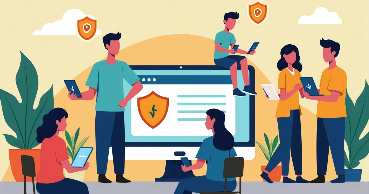 Usuários navegando seguros em plataforma digital 