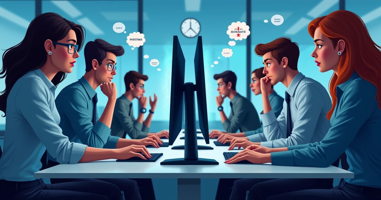 Profissionais frustrados olhando para telas após erros no Power Apps 