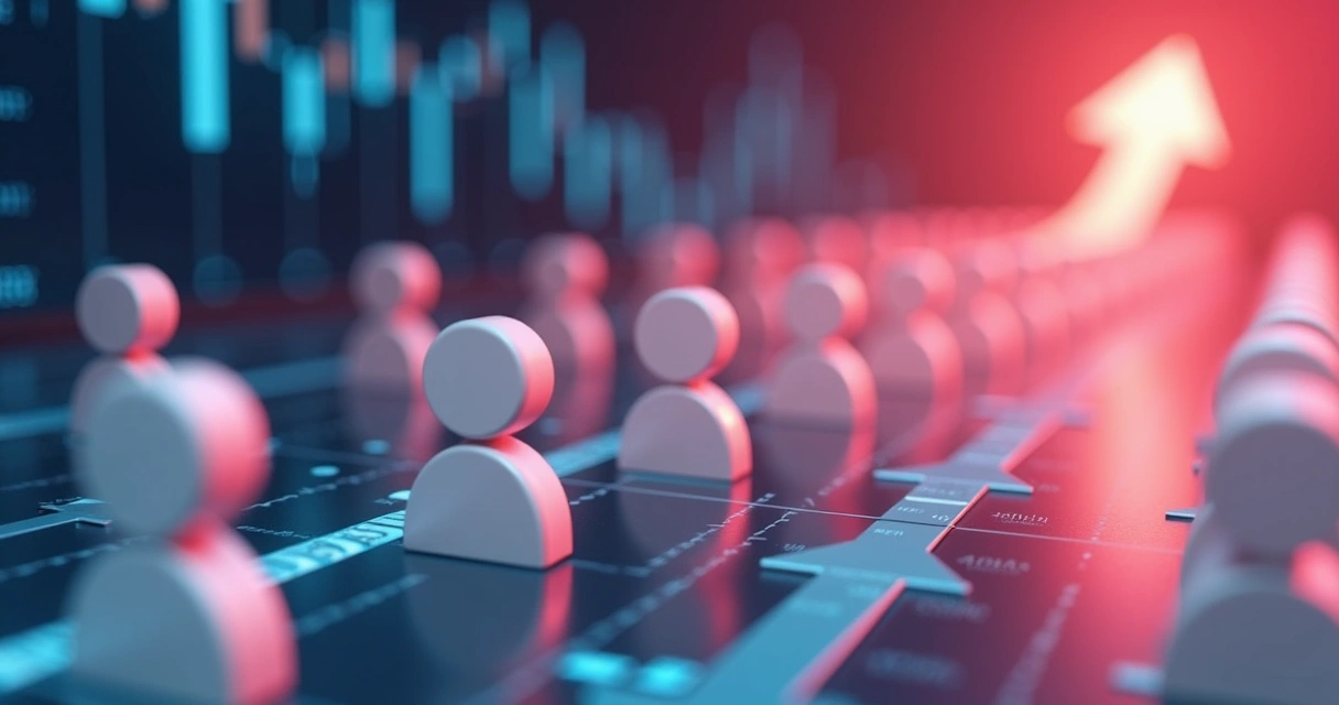 Usuários representados como ícones deixando uma plataforma SaaS 