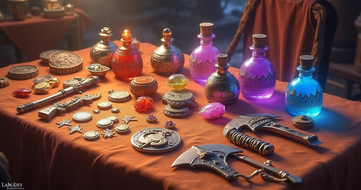 Itens de loot do Utua Stone Sting organizados em fileiras coloridas